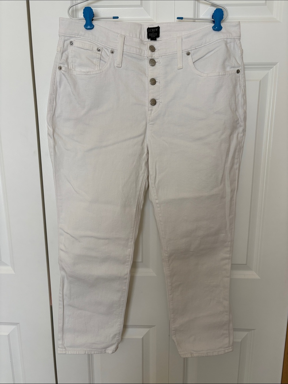 J. Crew White Ankle-Length High-Rise Button-Fly Jeans